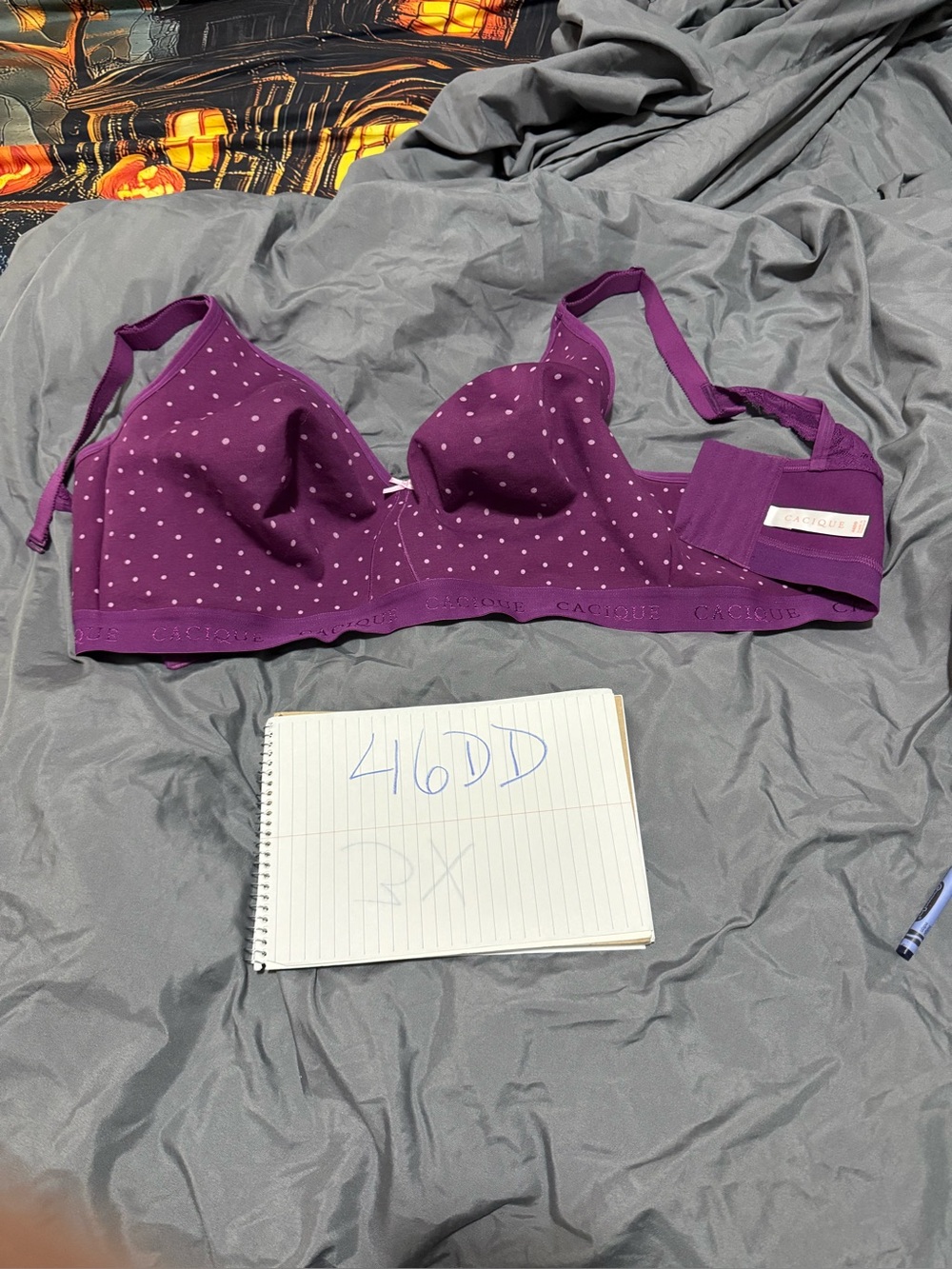 Cacique Plum Polka Dot Wireless Bra
